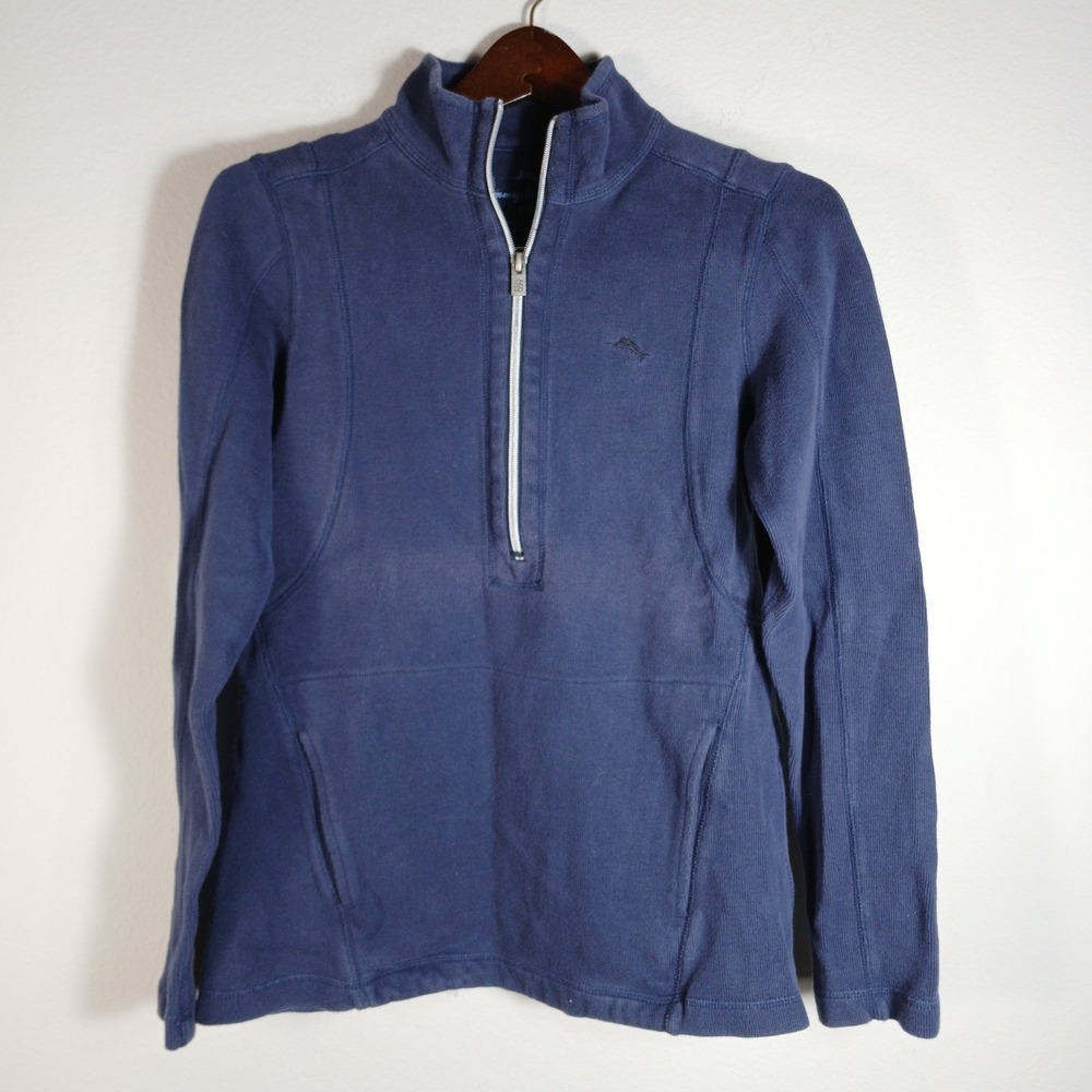 Tommy‎ Bahama Small Relax Light Blue Long Sleeve 1/4 Zip Pullover Sweater BC56